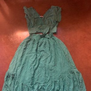 Two piece Free People Polka Dot Skirt and Crop Top